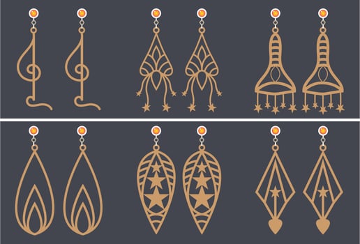 Earrings Jewelry Laser Cut design vector