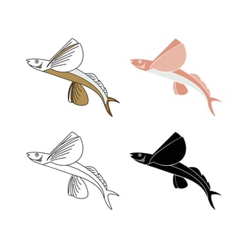Flying fish  design template flat vector