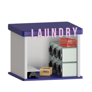 3d rendering isometric laundry shop perfect for design project png