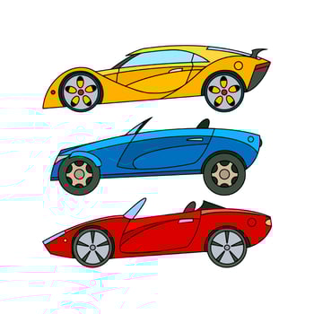 Set of sports cars. Colored icons. vector