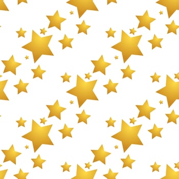 Pattern with diagonal stripes of gold stars on a white background. For wrapping paper. Vector illustration.