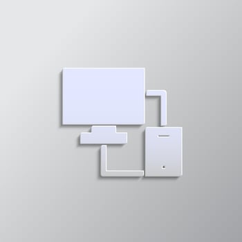 Database, server, responsive paper style, icon. Grey color vector background- Paper style vector icon