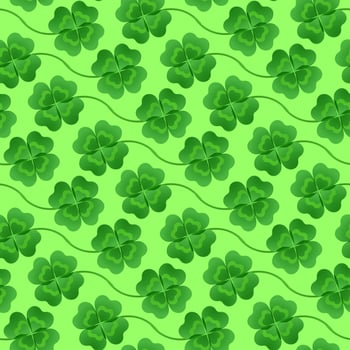 Four-leaf clover arranged in diagonal stripes for decoration for the feast of St. Patrick. Vector illustration.