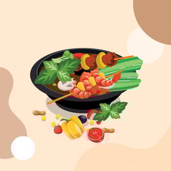Healthy food and traditional restaurants, cooking, menu, vector illustration