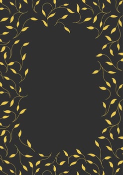 Rectangular frame on a black background. Golden branches. For the text. Art Deco style. vector
