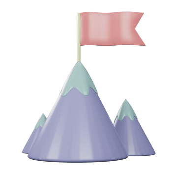3D Mountain with Snow and Flag Illustration png