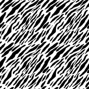 Seamless vector black and white zebra fur pattern. Stylish wild zebra print. Animal print background for fabric, textile, design, advertising banner.