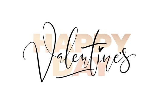 Happy Valentines Day horizontal typography poster with handwritten calligraphy and bold text. Vector Illustration for ads, posters, card, banners, prints.