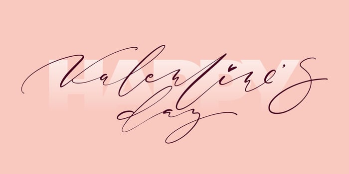 Happy Valentines Day horizontal typography poster with handwritten calligraphy and bold text. Vector Illustration for ads, posters, card, banners, prints.