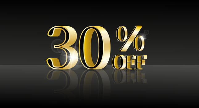 30percent off.Trendy 3d design template with black banner for marketing advertising design. Business technology concept. Discount sale vector. Vector illustration