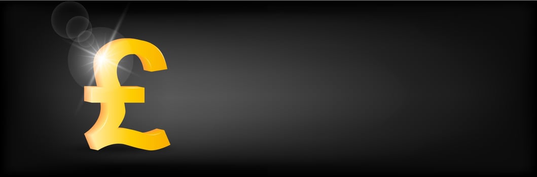 Volumetric pound icon on a black background. The current currency symbol. 3d vector illustration
