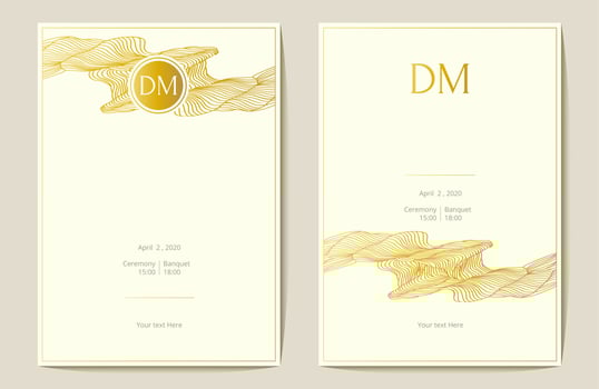Gold foil wedding invitation. Greeting card. Vector illustration.