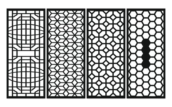 Decorative floral patterns, geometric template for cnc laser cutting vector