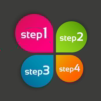 Colored leaf clover with four steps, vector symbol for your infographic and documents