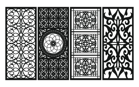 Decorative floral patterns, geometric template for cnc laser cutting vector