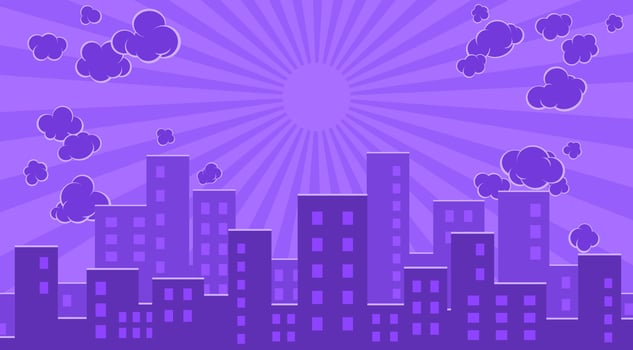 Night city background in pop art style. Vector illustration