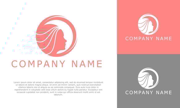 Beauty woman fashion logo template. Line art vector illustration style. Suitable for salon, spa, models agency