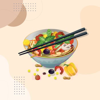 Healthy food and traditional restaurants, cooking, menu, vector illustration