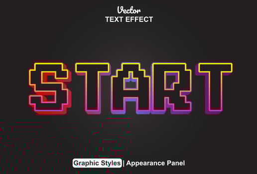 start text effect with graphic style and editable. vector