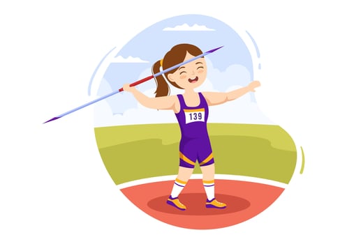 Javelin Throwing Kids Athlete Illustration using a Long Lance Shaped Tool to Throw in Sports Activity Flat Cartoon Hand Drawn Template vector