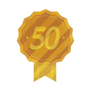 50 anniversary golden badge vector