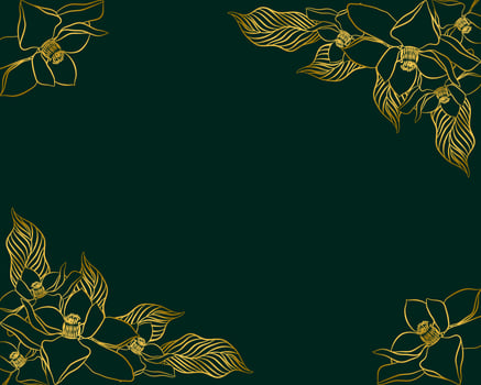 Luxury gold and nature green background vector. Floral pattern vector
