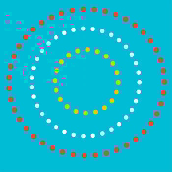 Dots round by beaded pen. Red, white yellow round. Circle Vivid vector