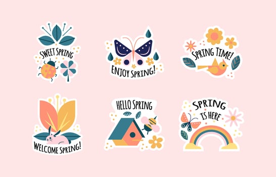 Nature Spring Stickers Concept vector