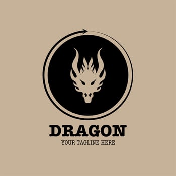 Logo design template, with dragon head icon in circle, shield vector