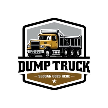 dump truck illustration logo vector in emblem style