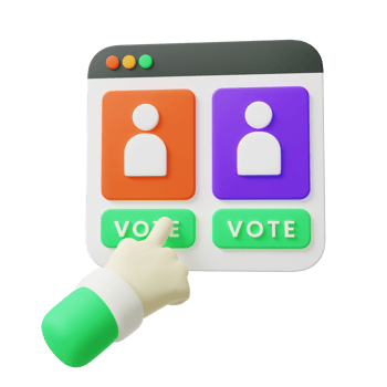 3d hand doing online vote. Online vote 3d render png