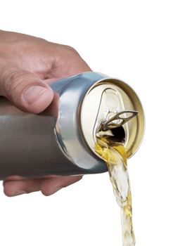 Hand pour beer from mockup shiny aluminum can png