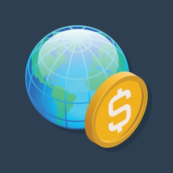 International money - Isometric 3D illustration. vector
