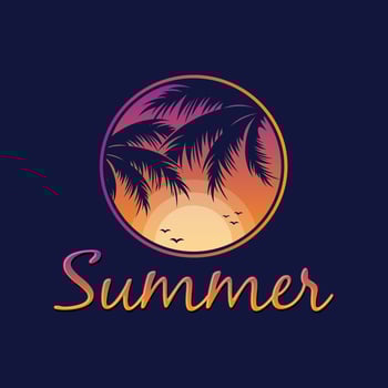 Letter Summer with leaf of palm tree vector