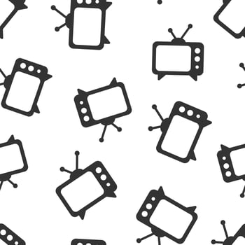 Tv icon in flat style. Television sign vector illustration on white isolated background. Video channel seamless pattern business concept.