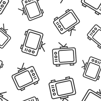 Tv icon in flat style. Television sign vector illustration on white isolated background. Video channel seamless pattern business concept.