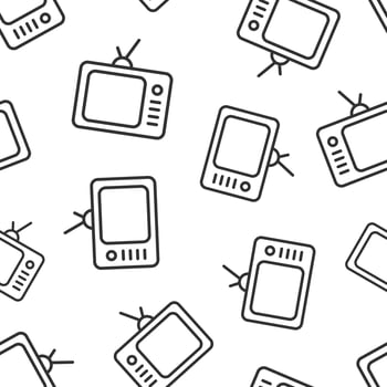 Tv icon in flat style. Television sign vector illustration on white isolated background. Video channel seamless pattern business concept.