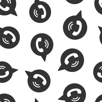 Mobile phone icon in flat style. Telephone talk vector illustration on white isolated background. Hotline contact seamless pattern business concept.