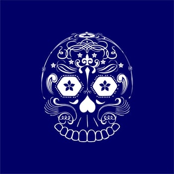 Mexican Skull Vector with Pattern. old school tattoo style Skull tattoo design sketch. Black and white illustration. mexican skull illustration