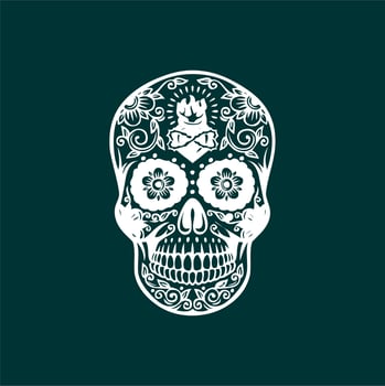 Mexican Skull Vector with Pattern. old school tattoo style Skull tattoo design sketch. Black and white illustration. mexican skull illustration