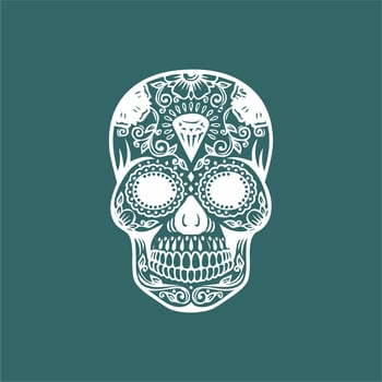 Mexican Skull Vector with Pattern. old school tattoo style Skull tattoo design sketch. Black and white illustration. mexican skull illustration