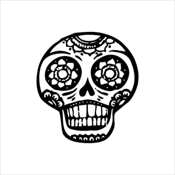 Mexican Skull Vector with Pattern. old school tattoo style Skull tattoo design sketch. Black and white illustration. mexican skull illustration