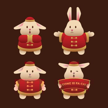 Bunny Character Celebrating Chinese New Year vector