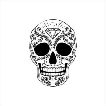 Mexican Skull Vector with Pattern. old school tattoo style Skull tattoo design sketch. Black and white illustration. mexican skull illustration