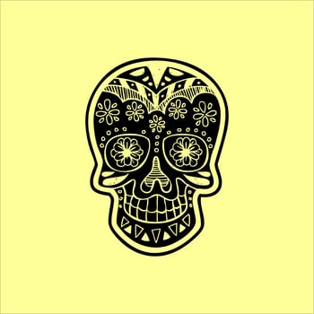 Mexican Skull Vector with Pattern. old school tattoo style Skull tattoo design sketch. Black and white illustration. mexican skull illustration