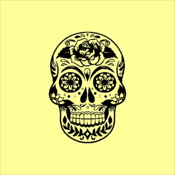 Mexican Skull Vector with Pattern. old school tattoo style Skull tattoo design sketch. Black and white illustration. mexican skull illustration