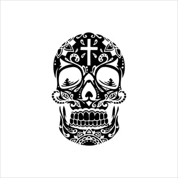 Mexican Skull Vector with Pattern. old school tattoo style Skull tattoo design sketch. Black and white illustration. mexican skull illustration