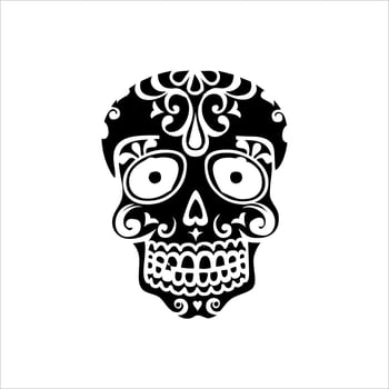Mexican Skull Vector with Pattern. old school tattoo style Skull tattoo design sketch. Black and white illustration. mexican skull illustration