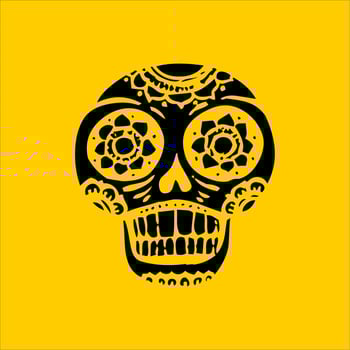 Mexican Skull Vector with Pattern. old school tattoo style Skull tattoo design sketch. Black and white illustration. mexican skull illustration