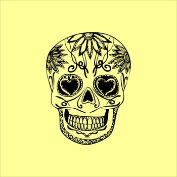 Mexican Skull Vector with Pattern. old school tattoo style Skull tattoo design sketch. Black and white illustration. mexican skull illustration